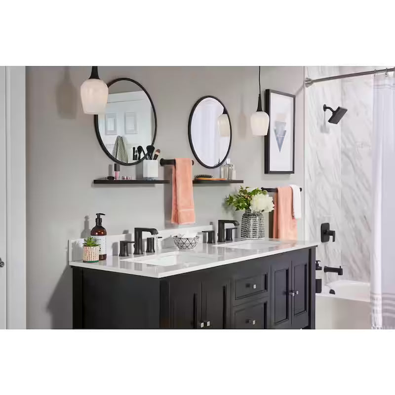 8 in. Widespread Double Handle Bathroom Faucet with Drain Kit Brushed Nickel 2-Pack F4716