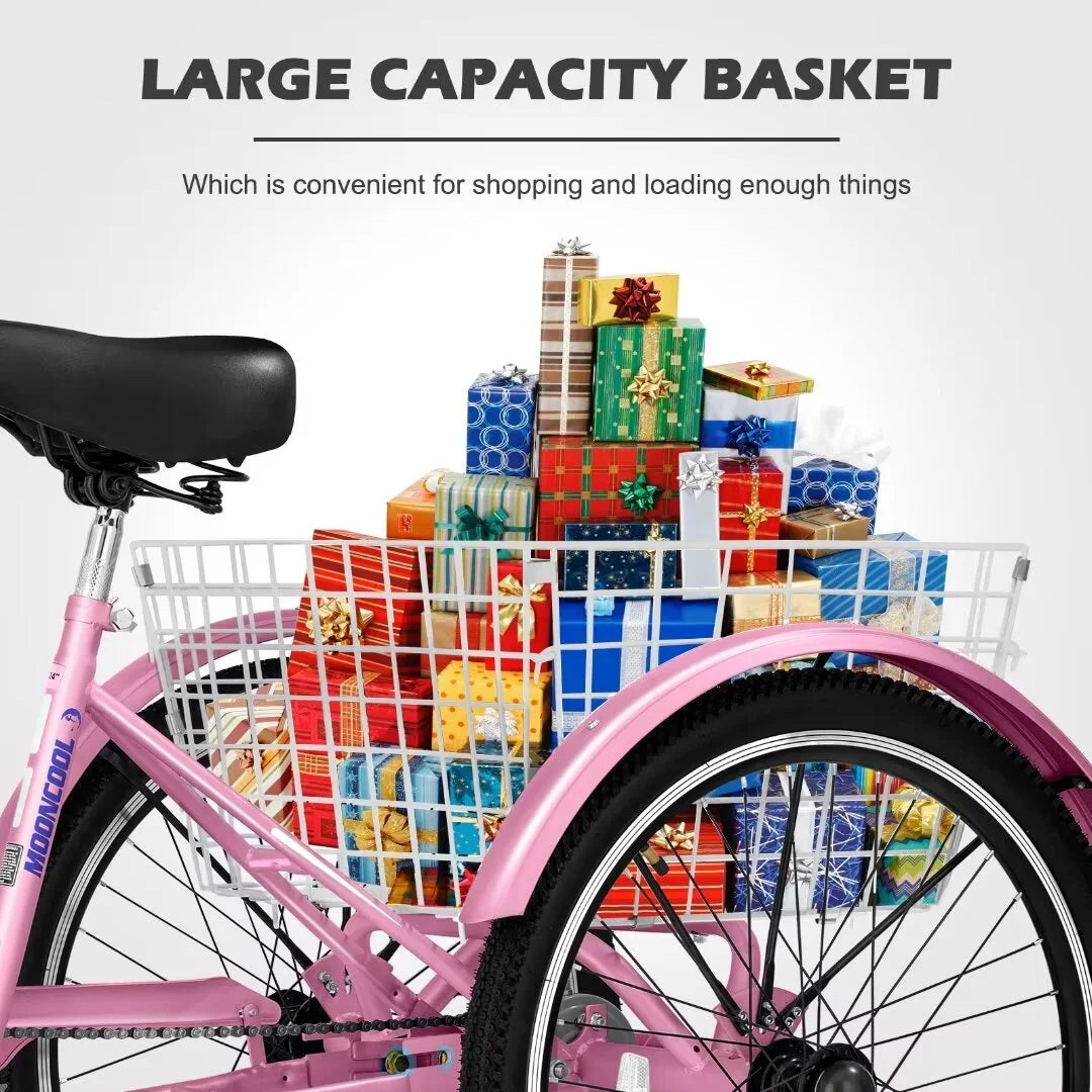 26 7 Speed Adult Tricycle with Large Basket E2848