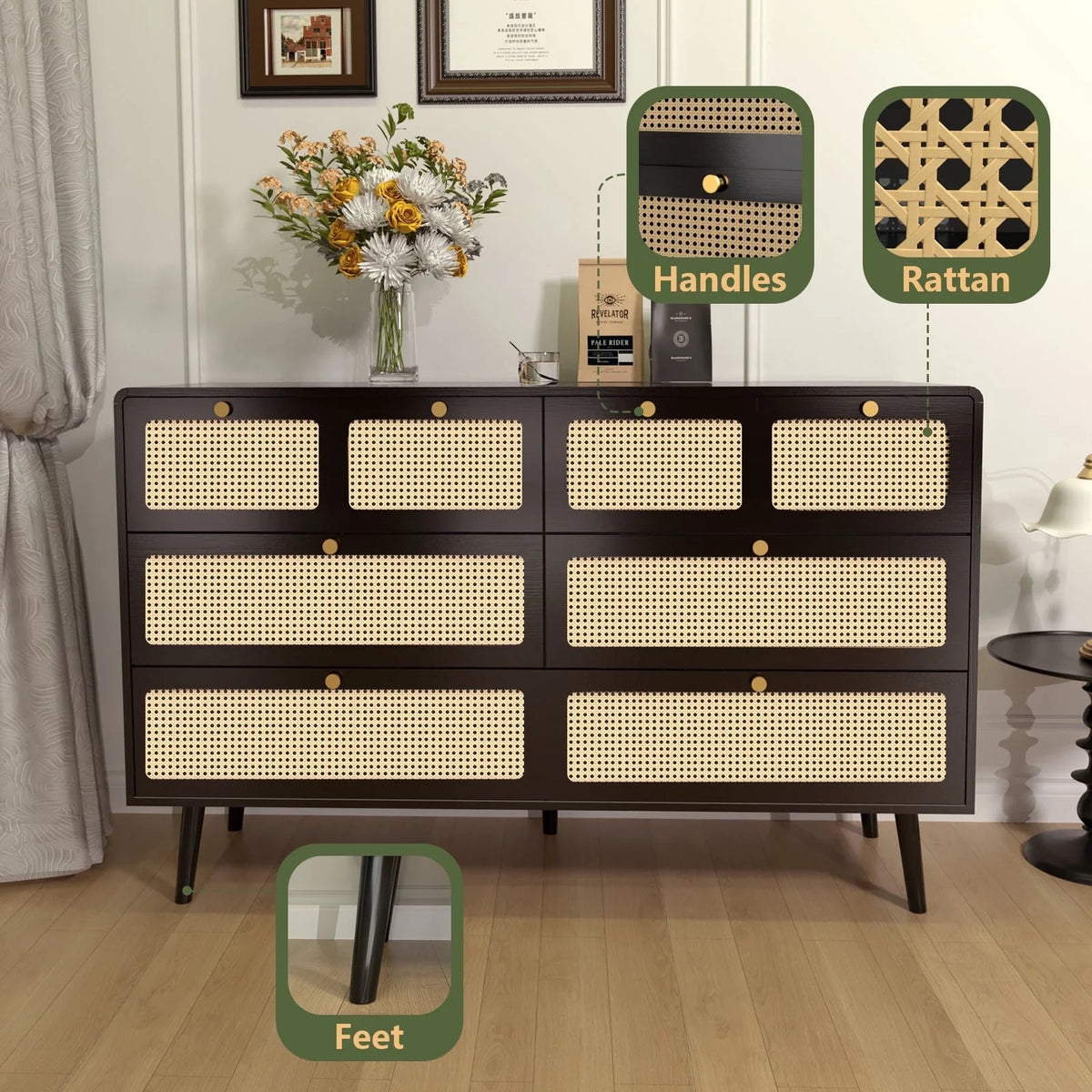 White Wood 6 Drawer Dresser C3447