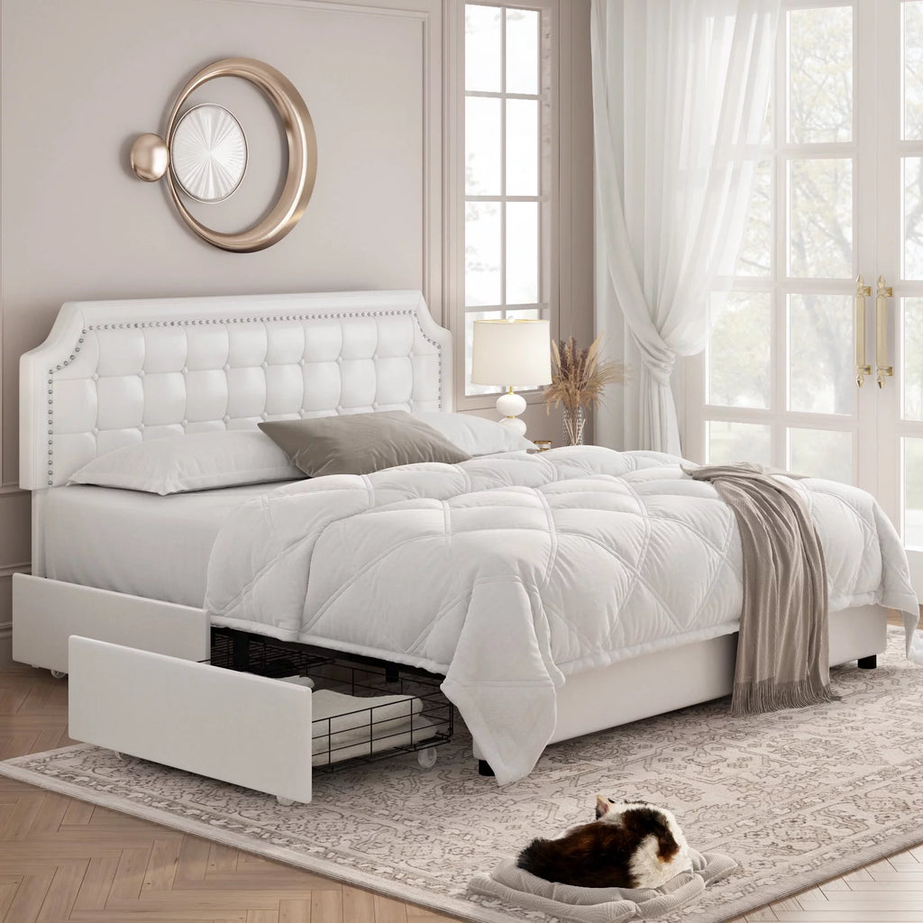 Full Storage Bed with 4 Drawers, Black M478
