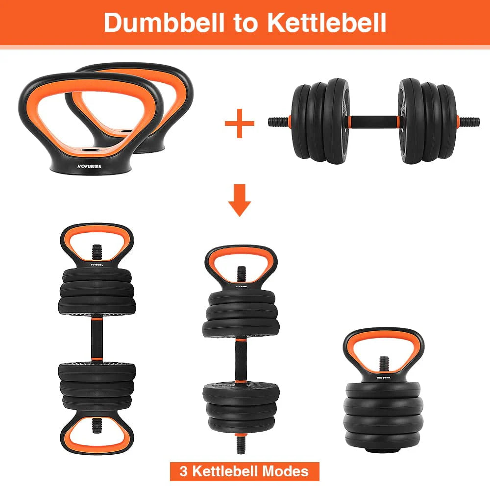 Adjustable 77lb 4-in-1 Dumbbell Barbell Kettlebell Set J40122
