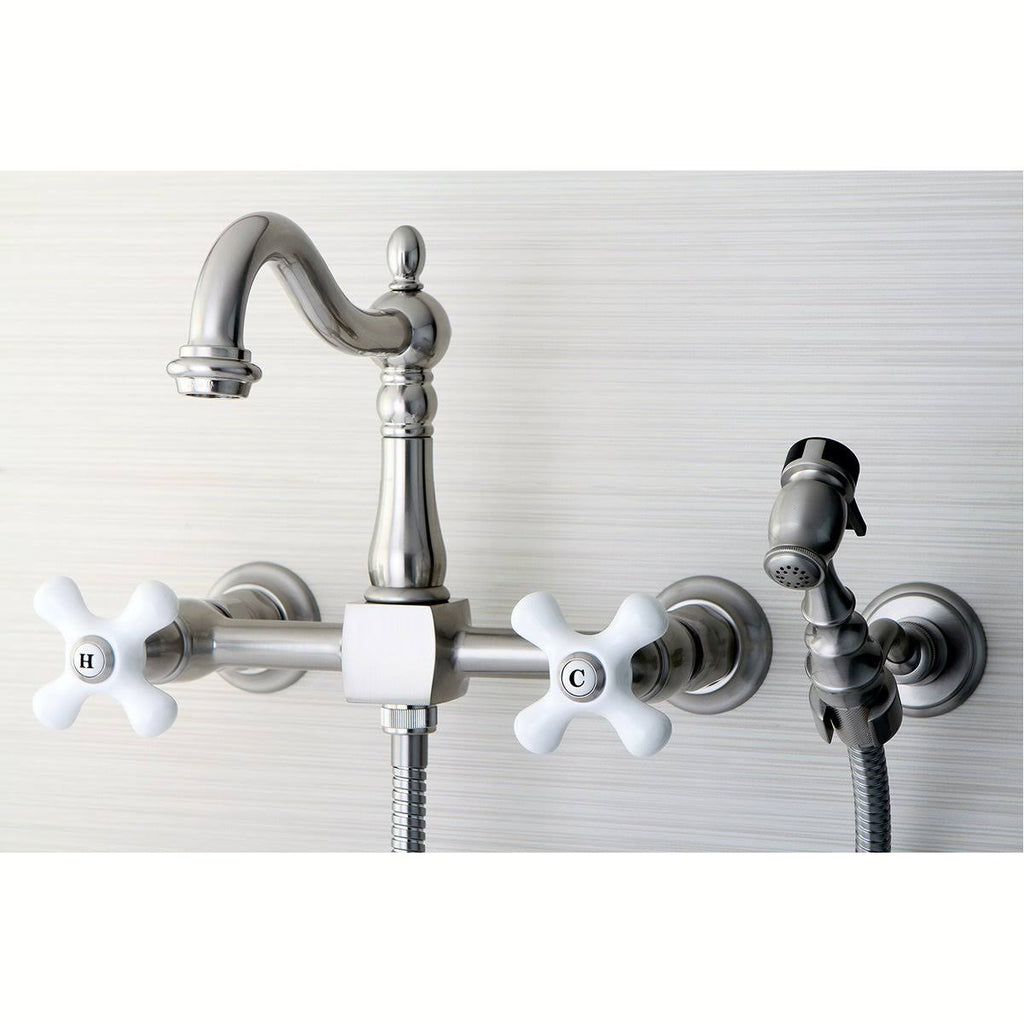 Oil Rubbed Bronze Wall Mount Kitchen Faucet with Brass Sprayer N329200