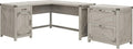 L Shaped Desk with 2 Drawer File Cabinet, 60W, Cottage White E869