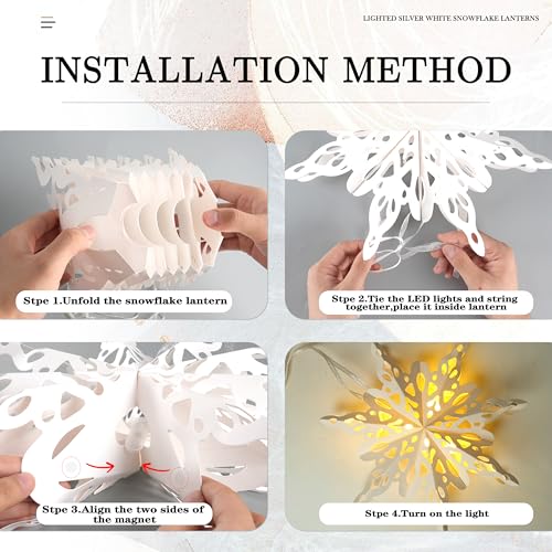 18Pcs 3D Paper Snowflake Lanterns with LED Lights M6706