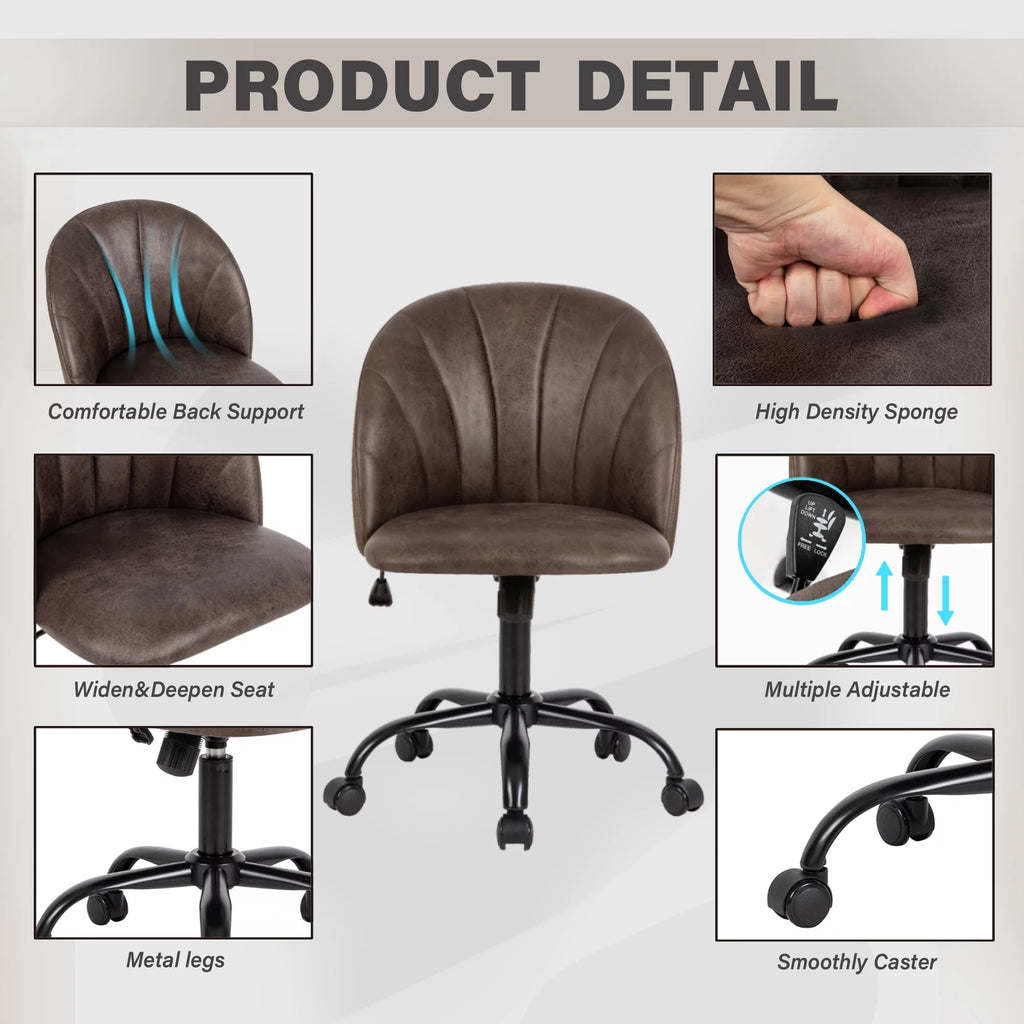 Ash Brown Faux Leather Swivel Desk Chair X7066