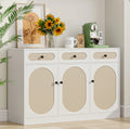 White 3 Door Rattan Wood Buffet Sideboard Z28307