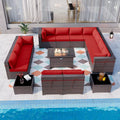 15 Pieces PE Rattan Outdoor Patio Furniture Set with Fire Pit Table C52107