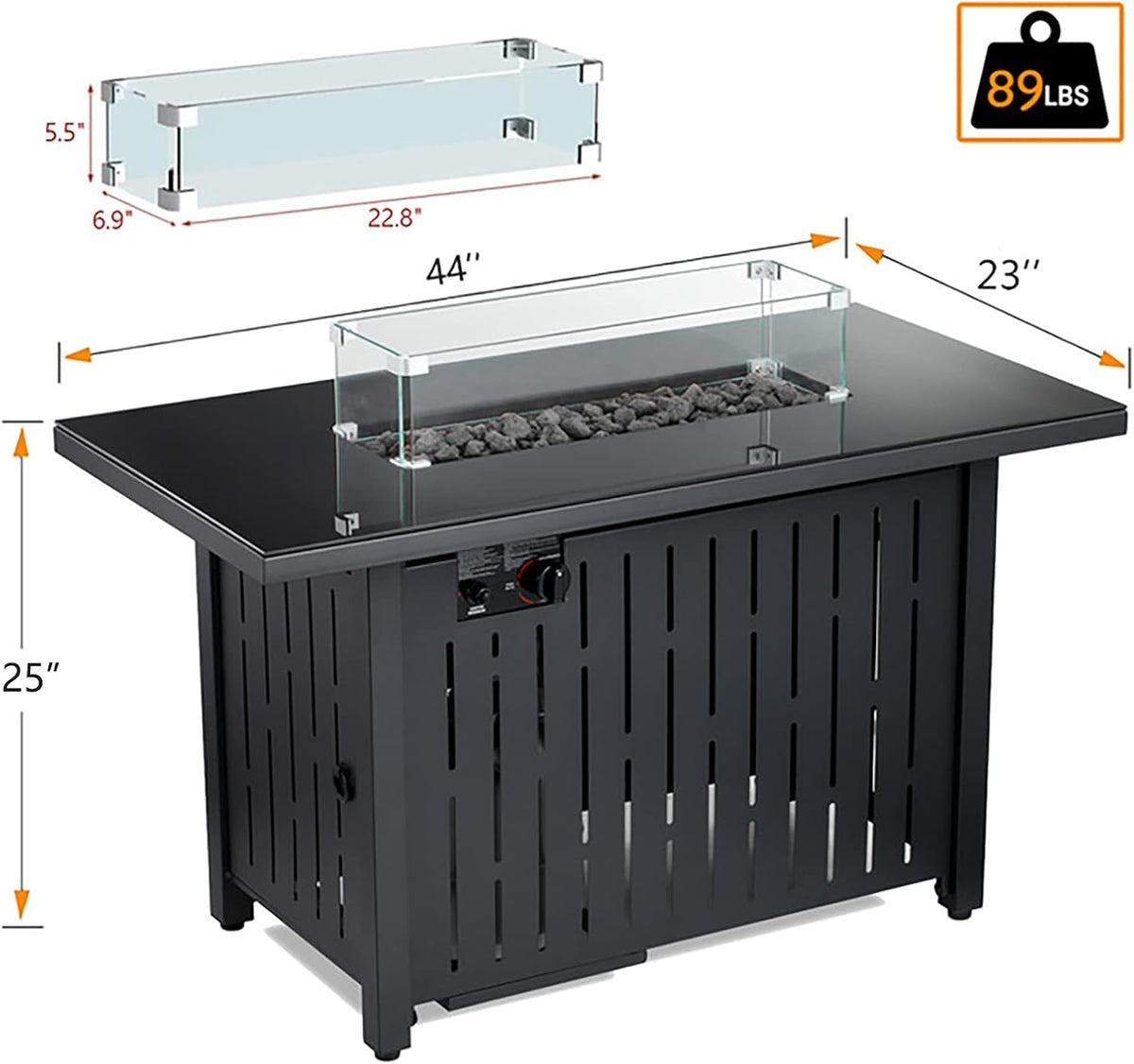 50,000 BTU Square Propane Fire Pit Table O9979