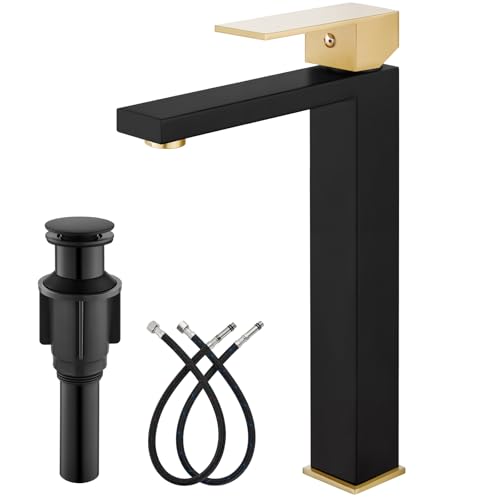 Brushed Gold Tall Single Handle Vessel Sink Faucet B637