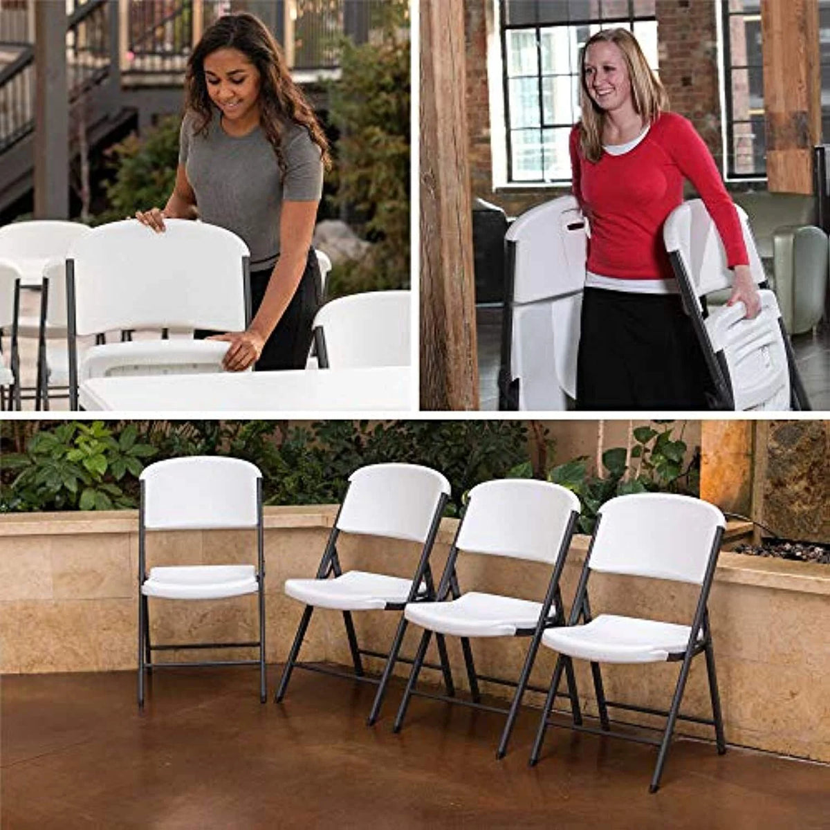 White 20 Pack Plastic Folding Chairs C7857