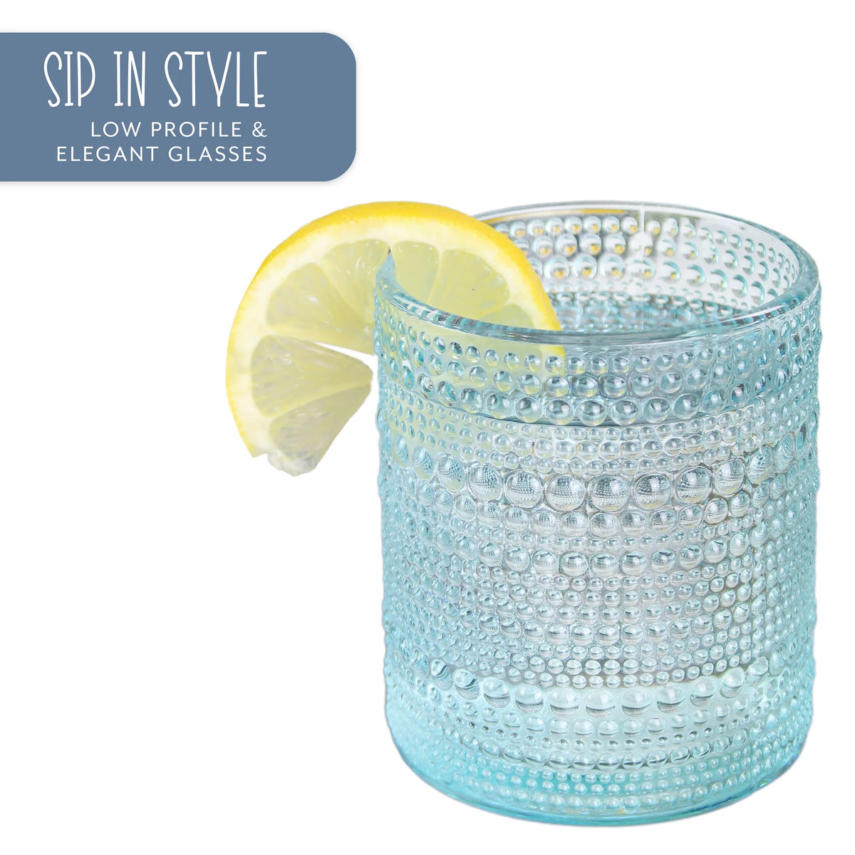Blue 12oz 6pk Hobnail Drinking Glasses D62993