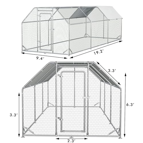Large Metal Walk-in Chicken Coop with Waterproof Cover C408