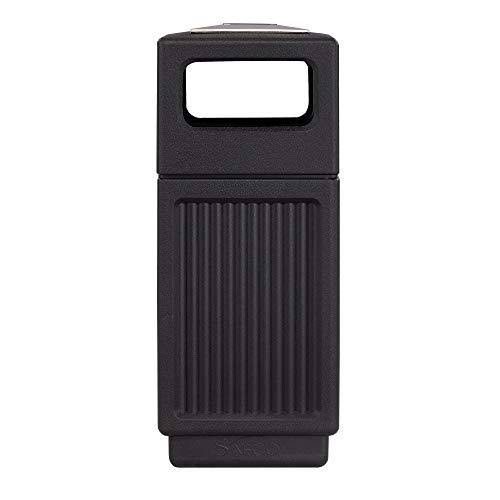 Black 15 Gallon Recessed Panel Trash Can with Ash Urn K707