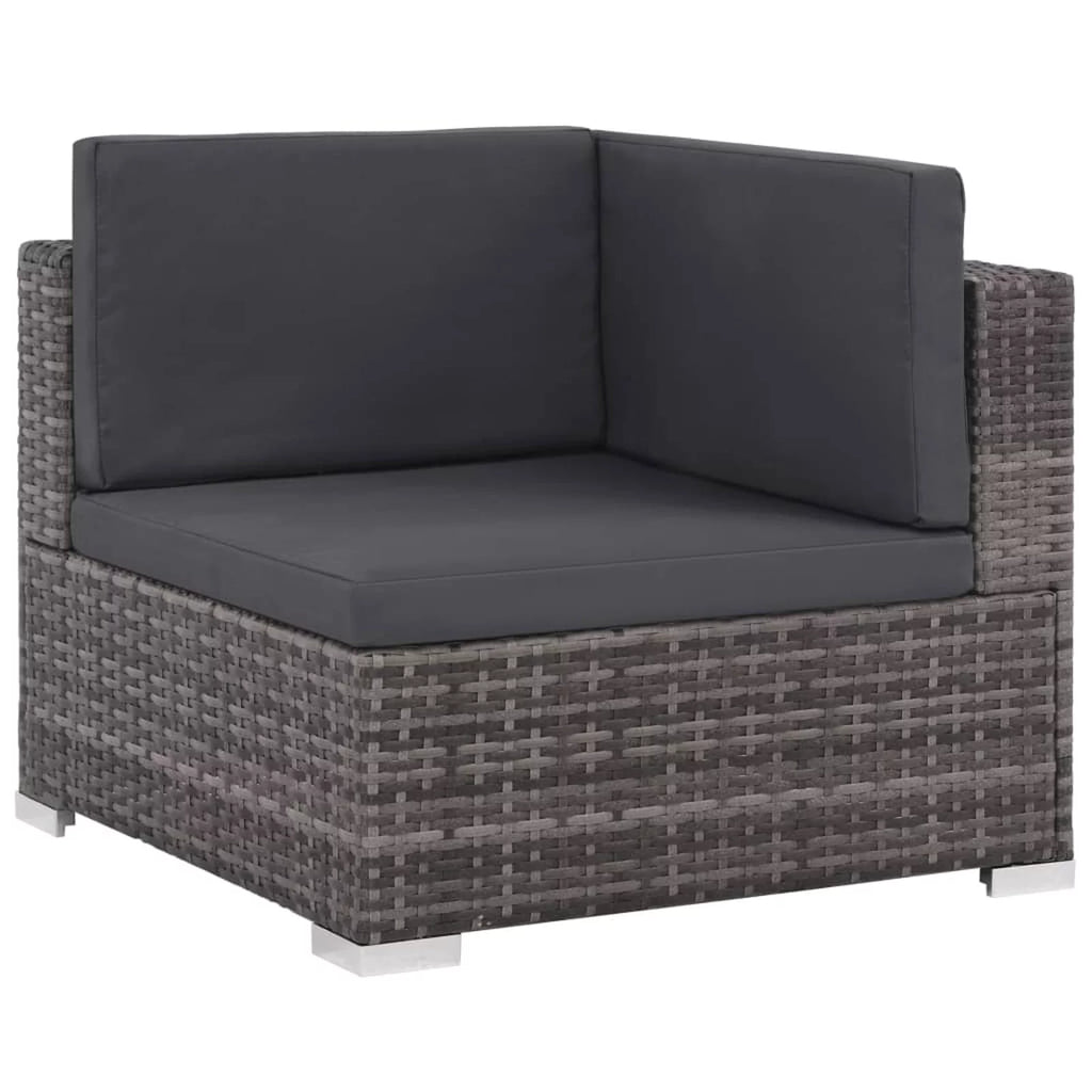 8 Piece Cushioned Gray Poly Rattan Sectional Sofa Set with Coffee Table P329
