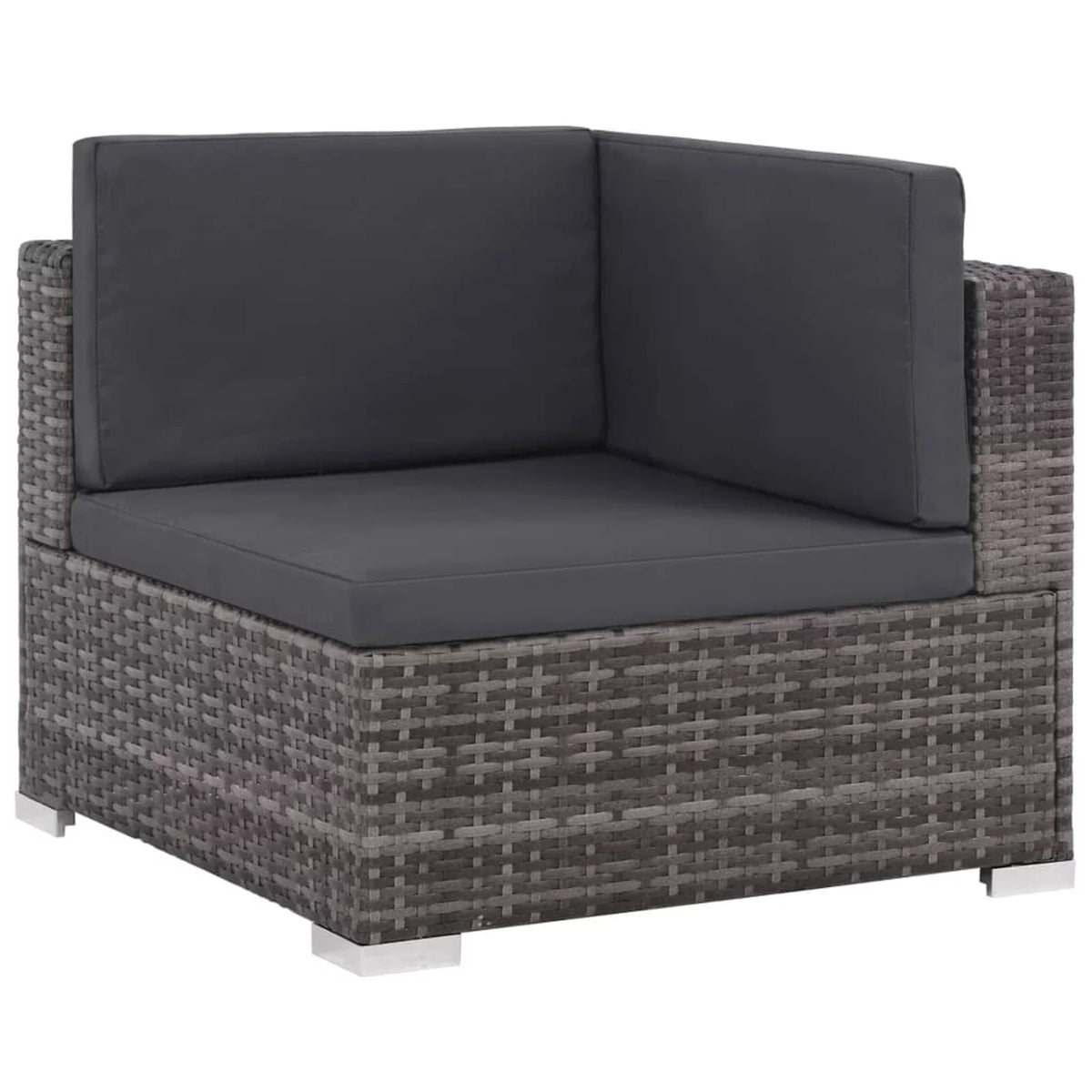 8 Piece Cushioned Gray Poly Rattan Sectional Sofa Set with Coffee Table P329