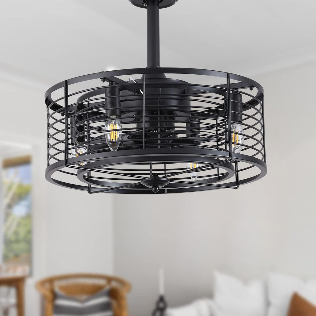 Black Bladeless Ceiling Fan with Lights and Remote F61604