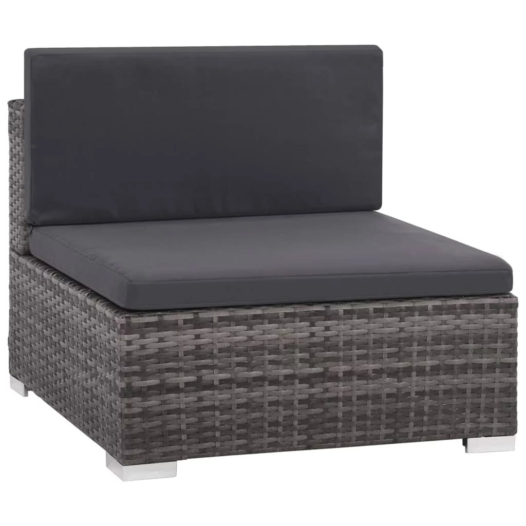8 Piece Cushioned Gray Poly Rattan Sectional Sofa Set with Coffee Table P329