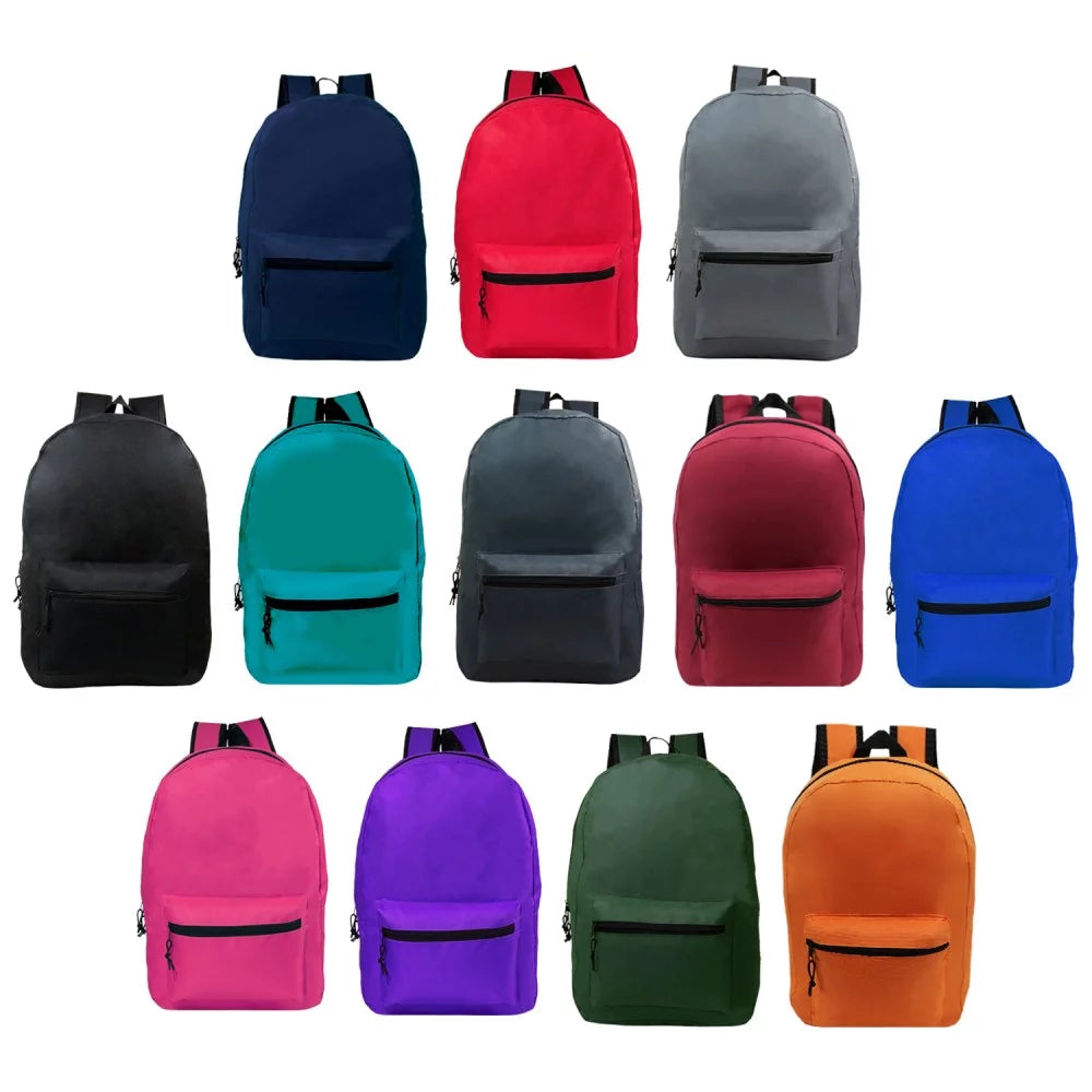 15 Inch 24 Pack Backpacks with 52 Piece School Supply Kits W24444