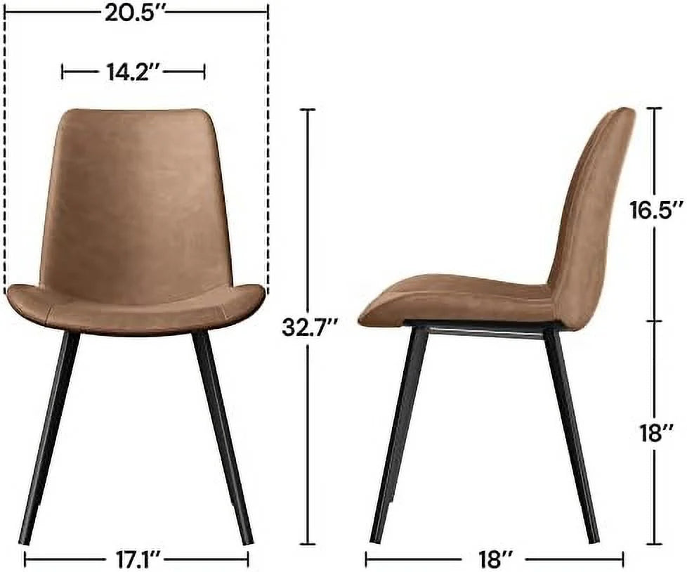 Faux Leather Dining Chairs Set of 2 with Metal Legs R21558