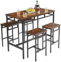 5 Piece Metal and Wood Dining Table and Chairs Set X62682
