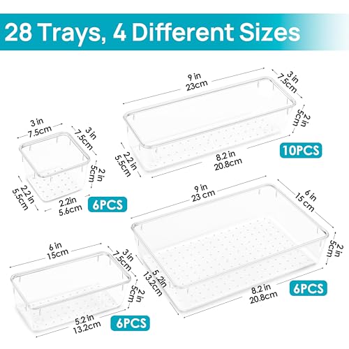 66 PCS Clear Plastic Drawer Organizer Bins P331