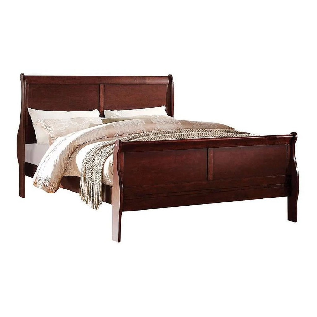 Brown Wood Queen Sleigh Bed T610