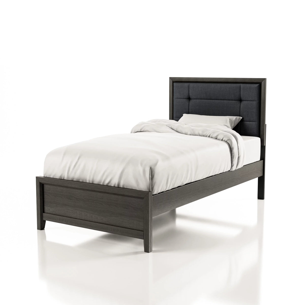 Rustic Grey Solid Wood Tufted Panel Bed B113896