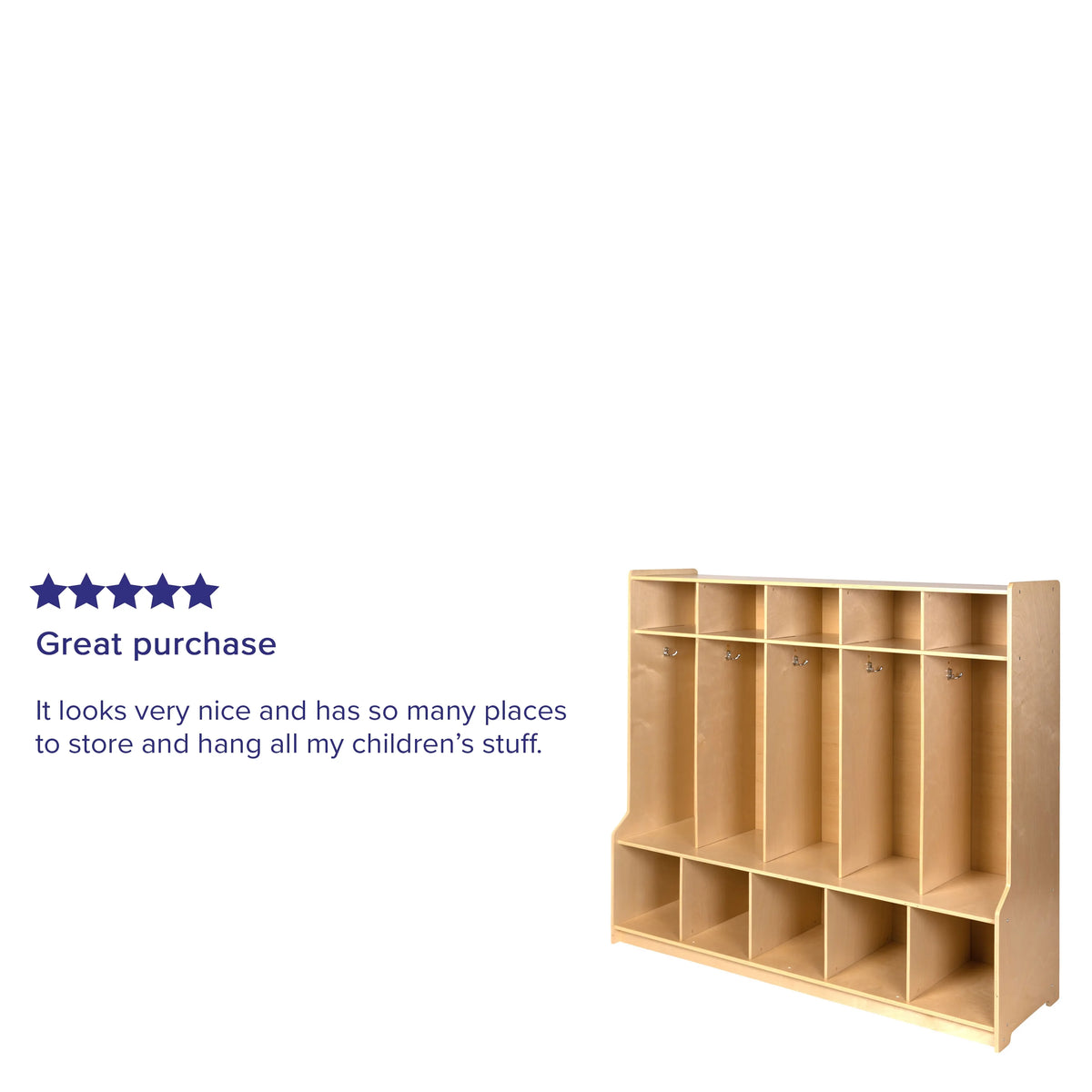 Wooden 5 Section Coat Locker with Bench and Cubbies W3654