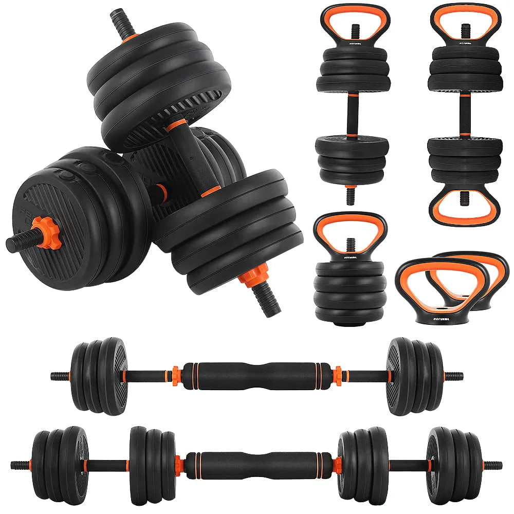 Adjustable 77lb 4-in-1 Dumbbell Barbell Kettlebell Set J40122