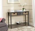 Grey Wicker Console Table with Storage C591668