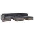 8 Piece Cushioned Gray Poly Rattan Sectional Sofa Set with Coffee Table P329