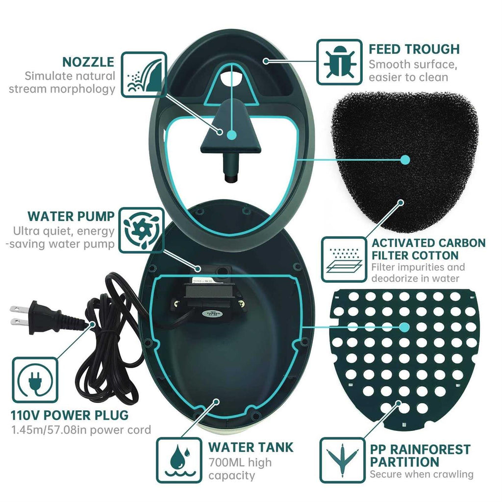 Reptile Drinking Water Fountain with Trough J710