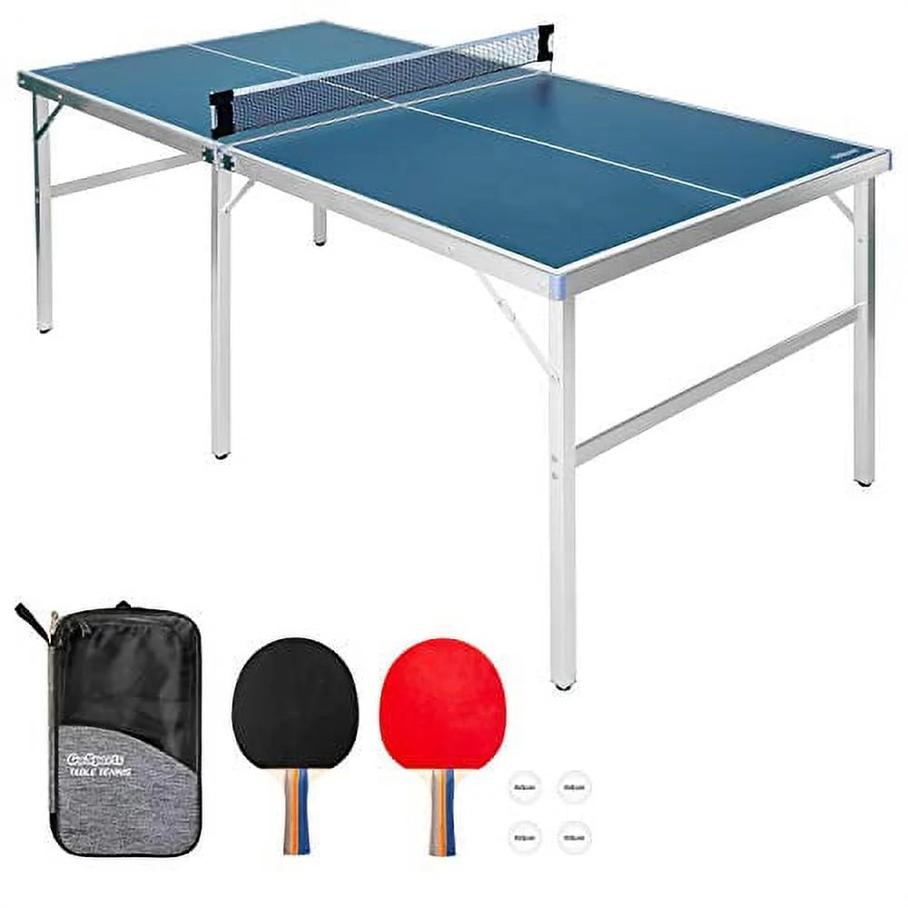 6'x3' Portable Table Tennis Game Set with 2 Paddles and 4 Balls H666