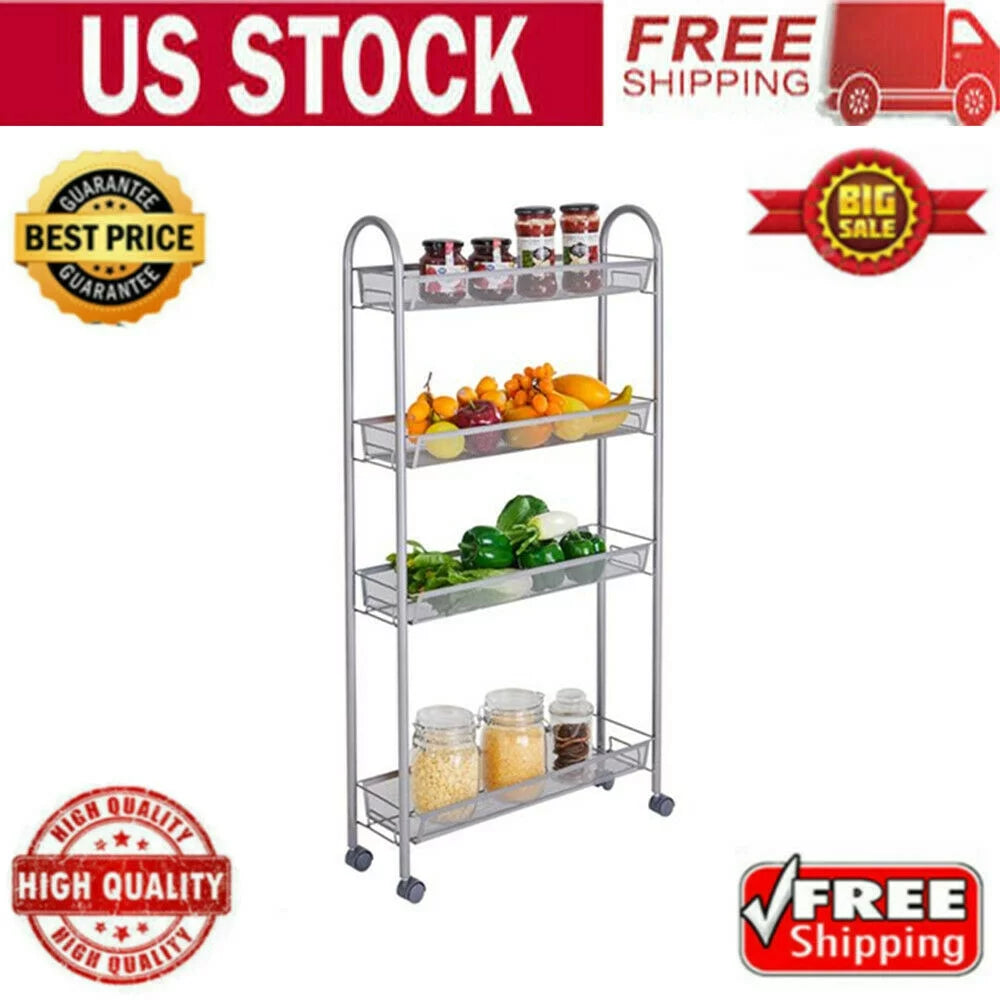 4 Tier Slim Rolling Storage Cart B771017