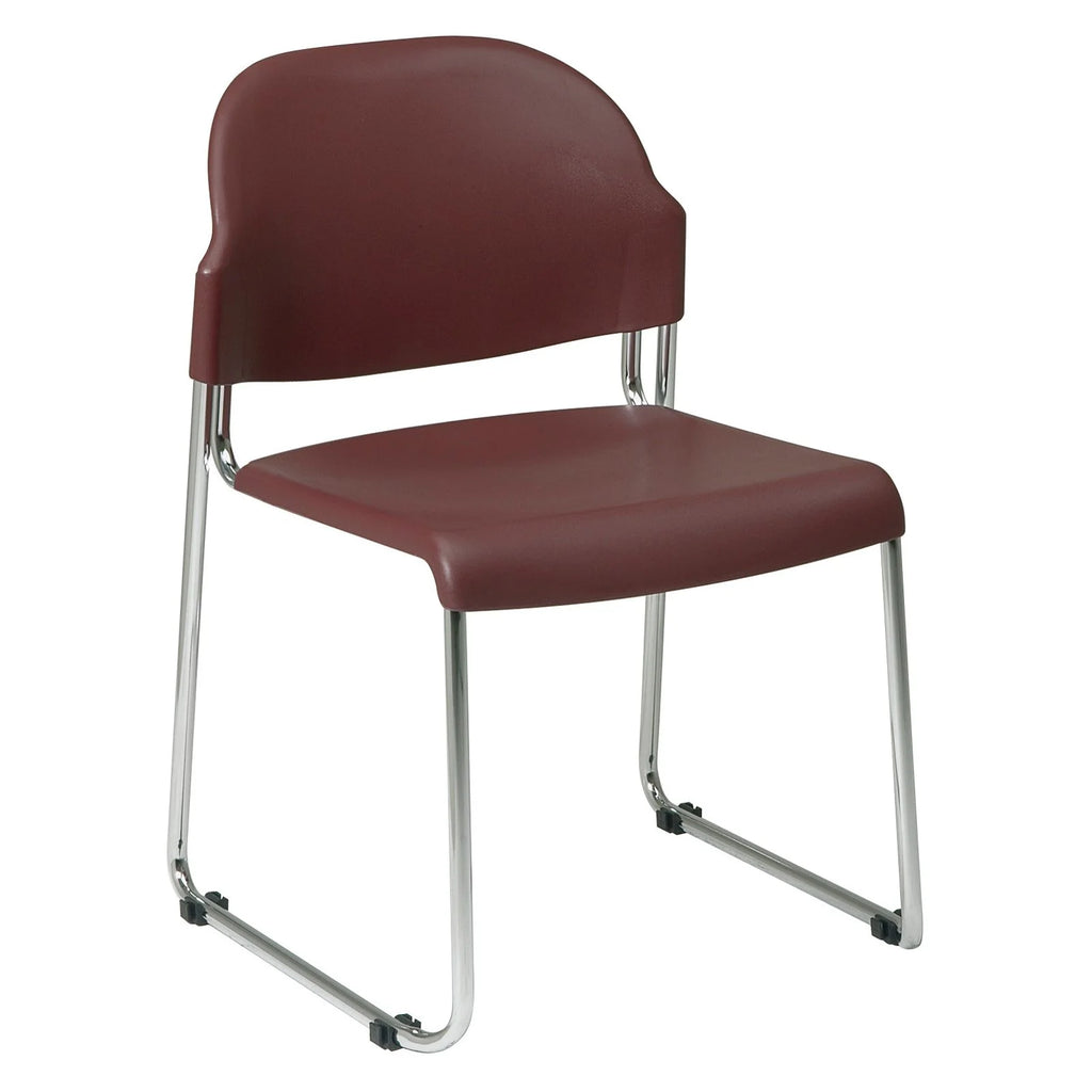 Burgundy Red Plastic Stacking Chair Set of 4 Q6694