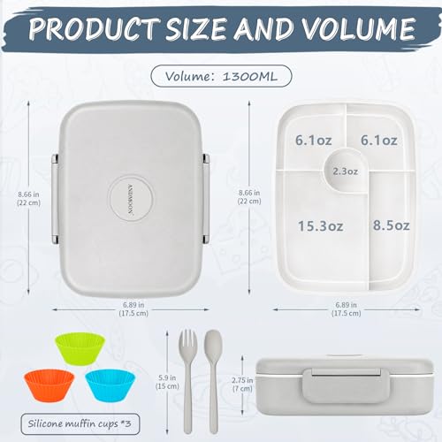 5 Compartment Insulated Bento Lunch Box C941