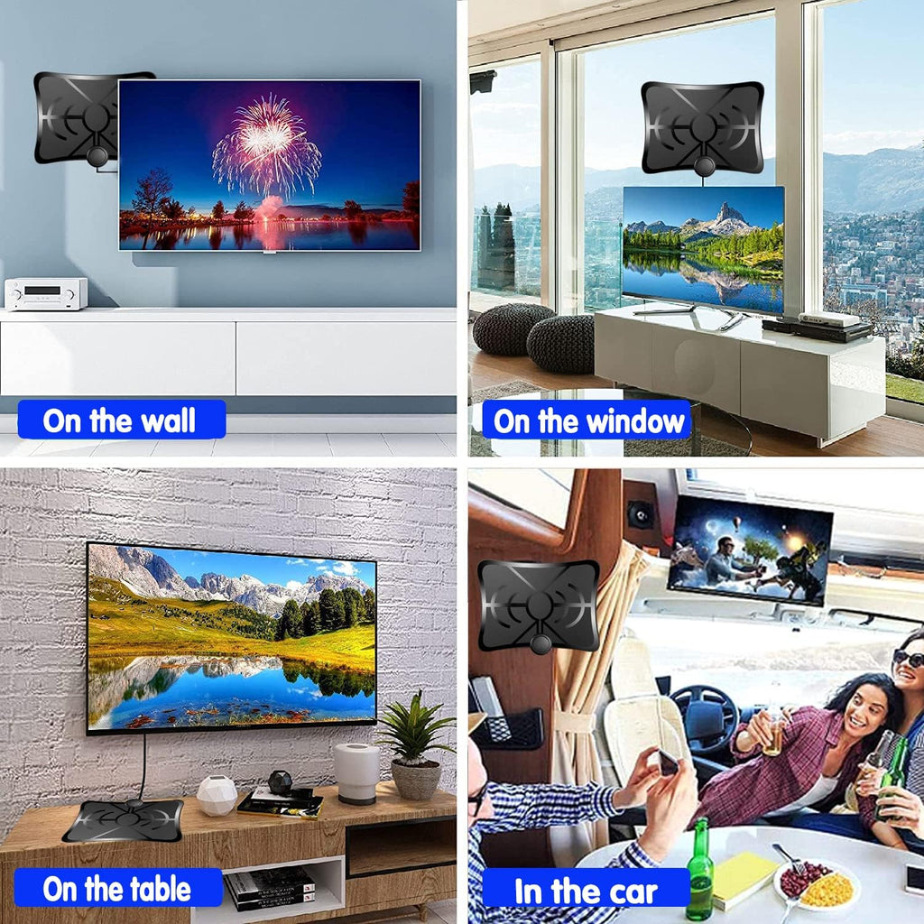 HD Digital TV Antenna 250 Miles Range 4K 1080p 18ft Coax Cable Pack of 2 V850