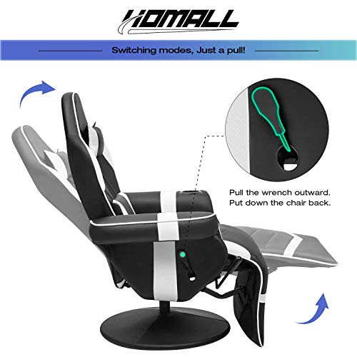 Black Pu Leather Ergonomic Reclining Gaming Sofa Chair with Footrest N15104