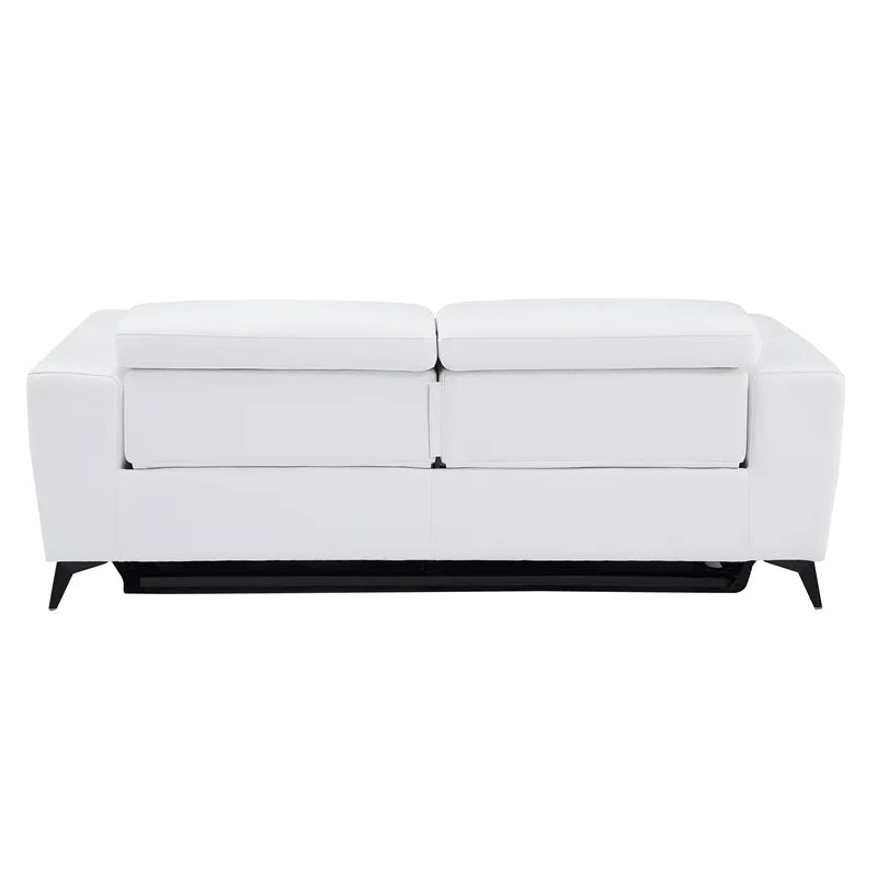 White Italian Leather Power Recliner Sofa T91923