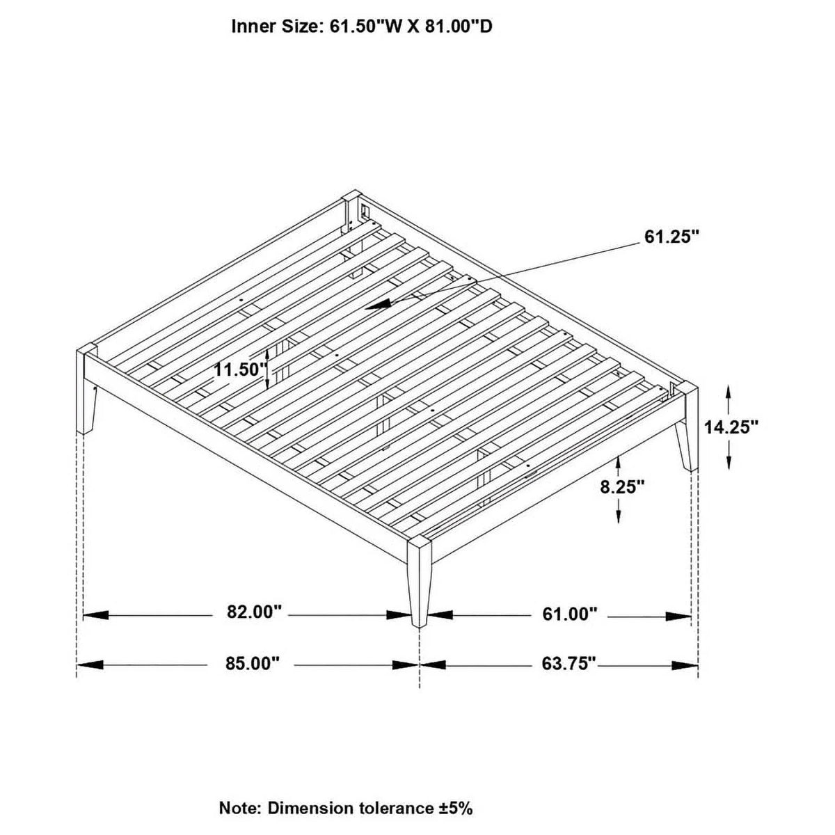 Contemporary Wood Platform Queen Bed Q624