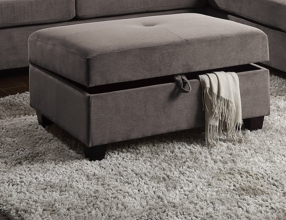 Charcoal Waffle Suede Reversible Chaise Sofa L839