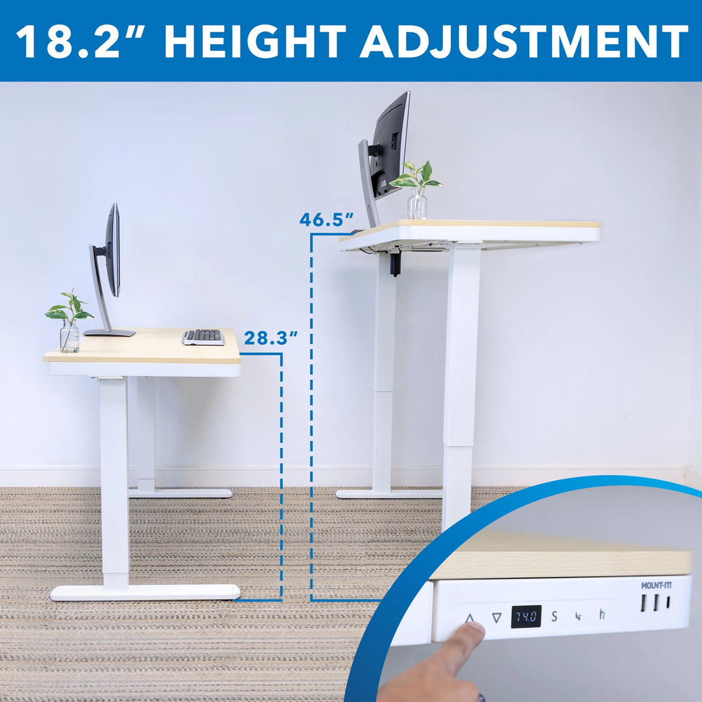 Height Adjustable Sit-Stand Desk with Drawer USB Hub Q989091