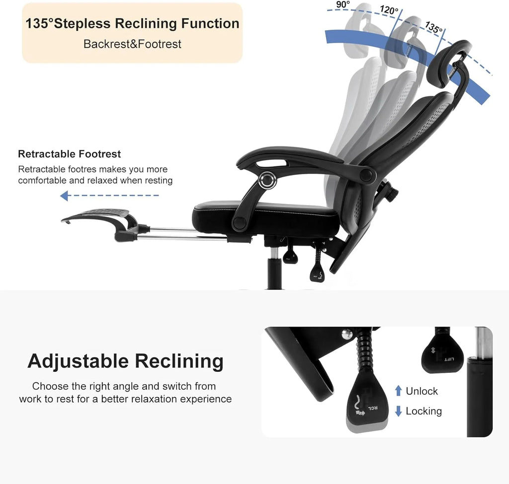 Black Ergonomic High Back Office Chair with Lumbar Support D105373