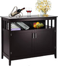 White Free Standing Sideboard Cabinet with 2 Level Cabinets and Open Shelf A991980