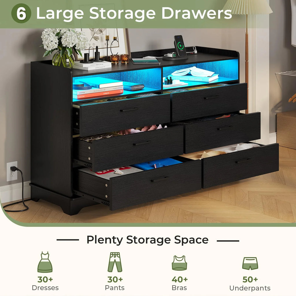 Black 6 Drawer Dresser A170151
