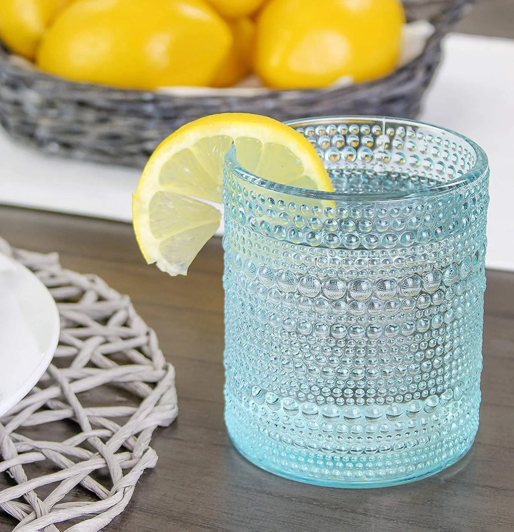 Blue 12oz 6pk Hobnail Drinking Glasses D62993