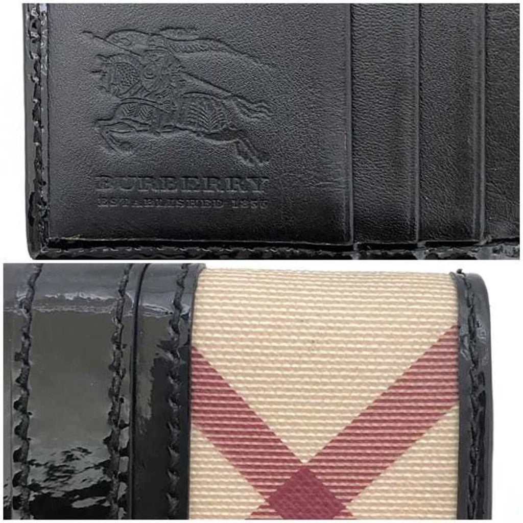Pre-Owned Beige Black Check PVC Patent Leather Wallet U349044