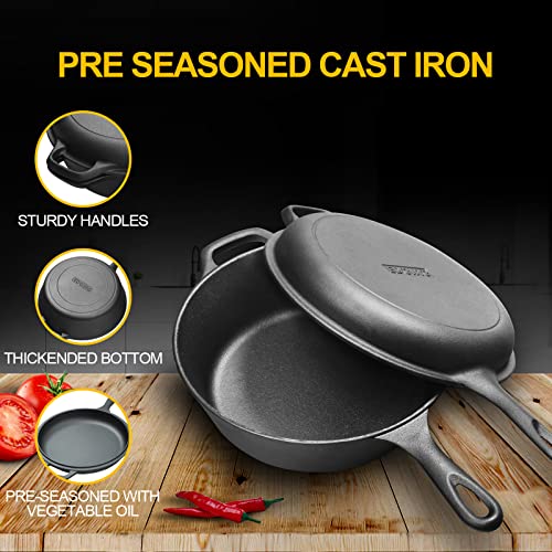 Pre-Seasoned Cast Iron Dutch Oven with Skillet Lid 5QT Z277530