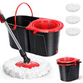Spin Mop and Bucket with Wringer Set, 3 Mop Heads G139