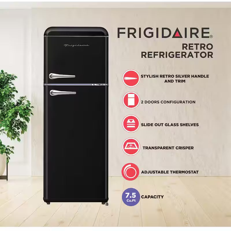 Black 7.5 cu. ft. Mini Fridge with Top Freezer J74586